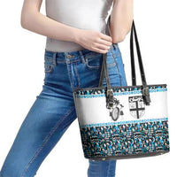 Fiji Bati Leather Tote Bag Bati Island Warrior Geometry