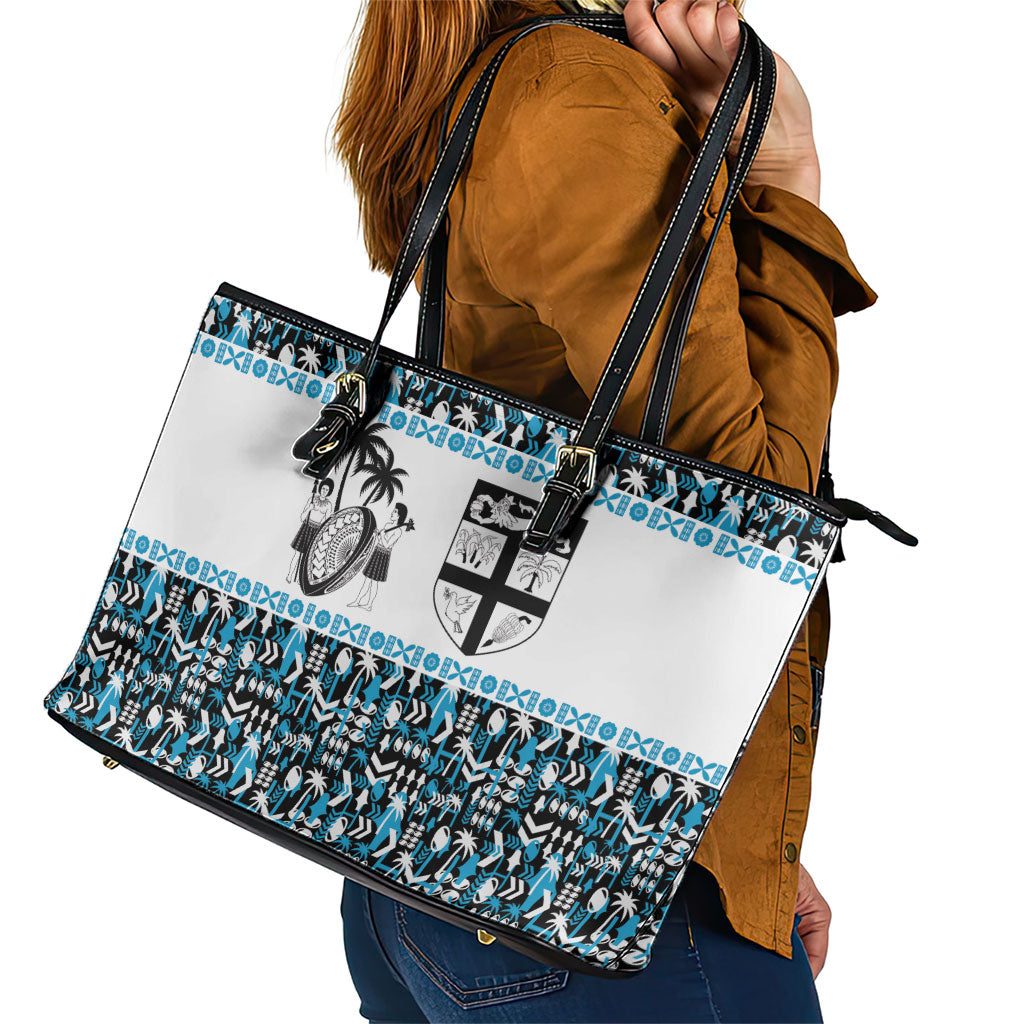 Fiji Bati Leather Tote Bag Bati Island Warrior Geometry