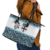 Fiji Bati Leather Tote Bag Bati Island Warrior Geometry