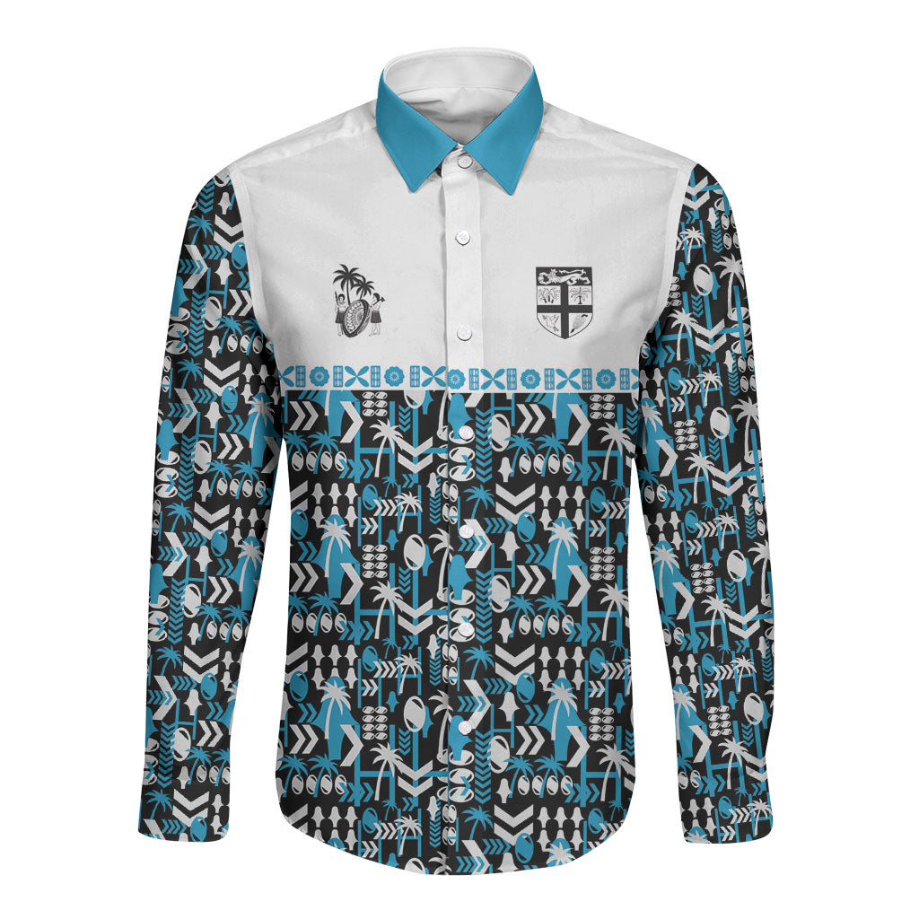 Fiji Bati Long Sleeve Button Shirt Bati Island Warrior Geometry