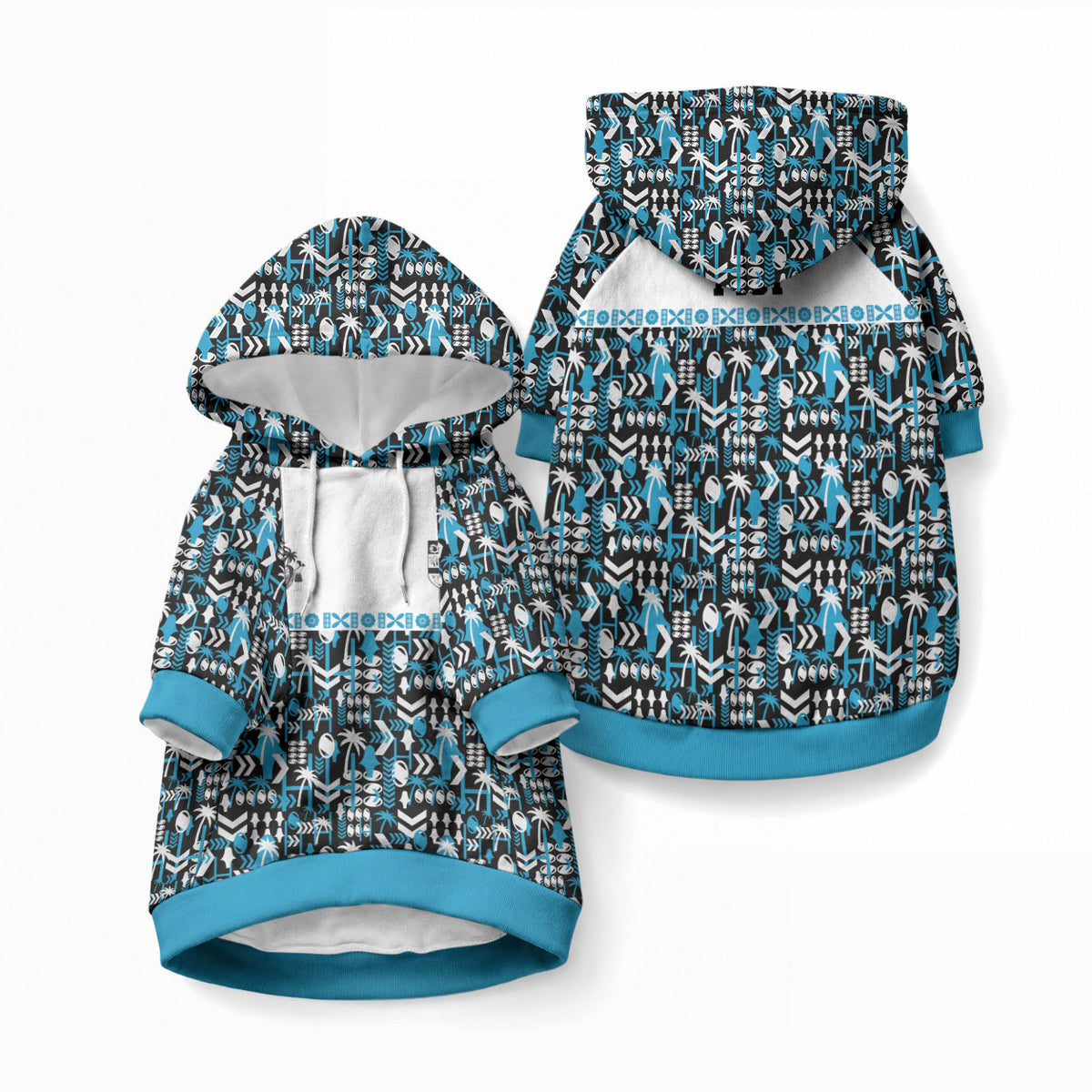 Fiji Bati Pet Hoodie Bati Island Warrior Geometry LT9 Pullover Blue - Polynesian Pride
