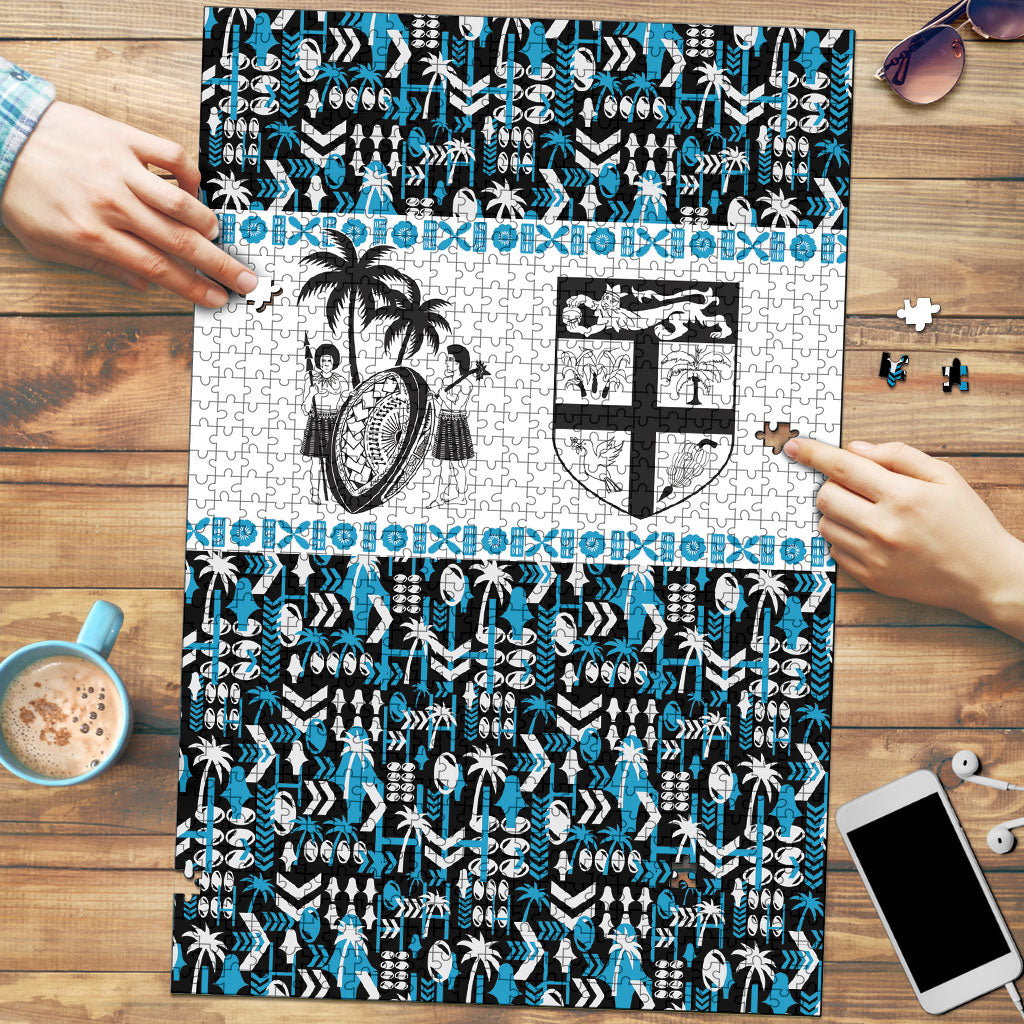 Fiji Bati Puzzle Bati Island Warrior Geometry LT9 Blue - Polynesian Pride
