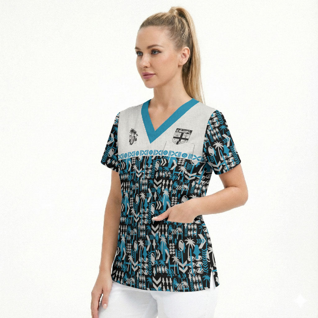 Fiji Bati Scrub Top Bati Island Warrior Geometry