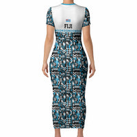 Fiji Bati Short Sleeve Bodycon Dress Bati Island Warrior Geometry LT9 - Polynesian Pride
