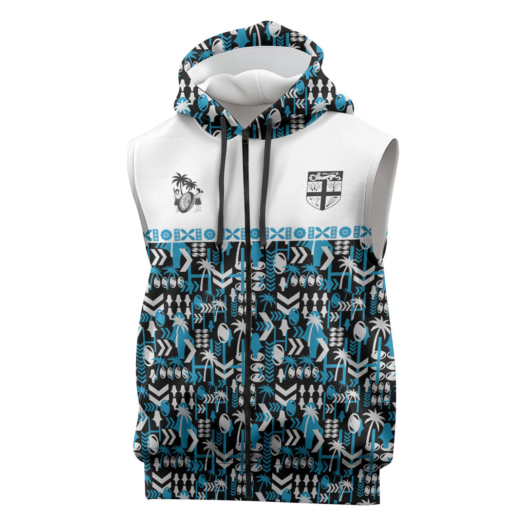 Fiji Bati Sleeveless Zip Hoodie Bati Island Warrior Geometry