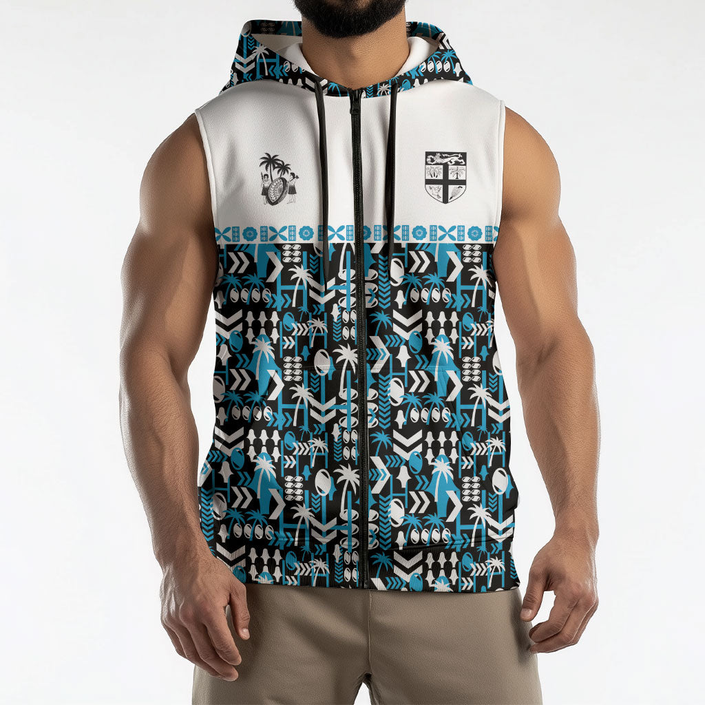 Fiji Bati Sleeveless Zip Hoodie Bati Island Warrior Geometry