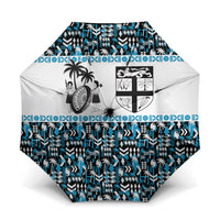 Fiji Bati Umbrella Bati Island Warrior Geometry LT9 One Size Folded 11.42 inch Opened Diameter 37.4 inch Blue - Polynesian Pride