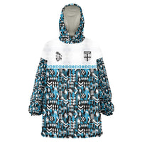 Fiji Bati Wearable Blanket Hoodie Bati Island Warrior Geometry LT9 One Size Blue - Polynesian Pride