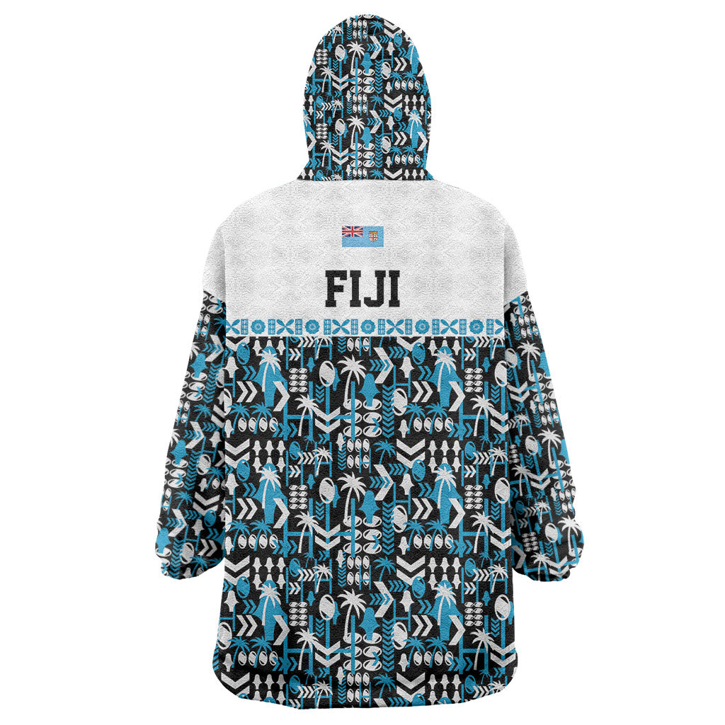 Fiji Bati Wearable Blanket Hoodie Bati Island Warrior Geometry LT9 - Polynesian Pride