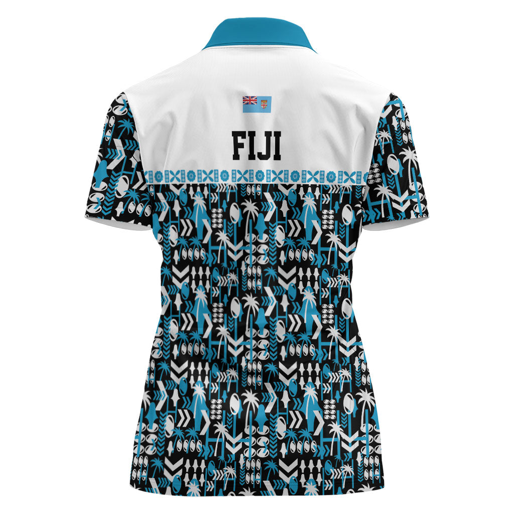 Fiji Bati Women Polo Shirt Bati Island Warrior Geometry LT9 - Polynesian Pride