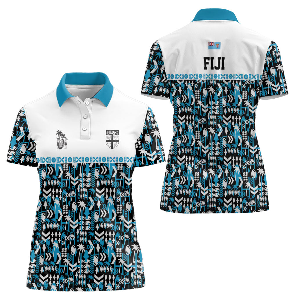 Fiji Bati Women Polo Shirt Bati Island Warrior Geometry LT9 - Polynesian Pride
