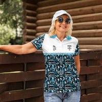 Fiji Bati Women Polo Shirt Bati Island Warrior Geometry LT9 - Polynesian Pride