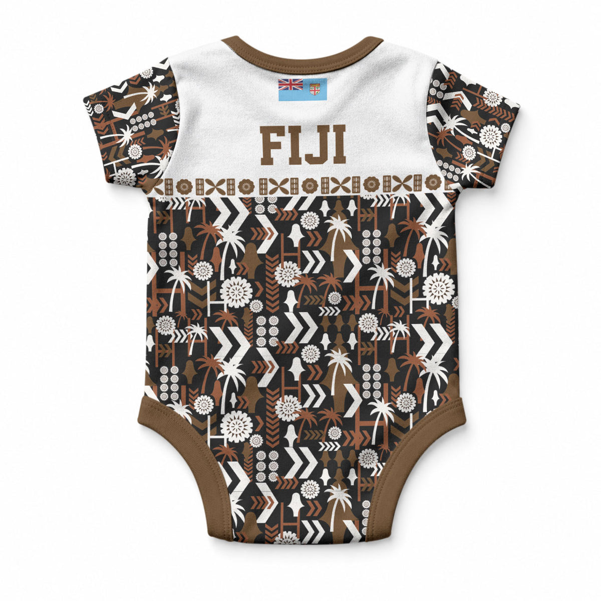 Fiji Bati Baby Onesie Masi-inspired Tapa Pattern
