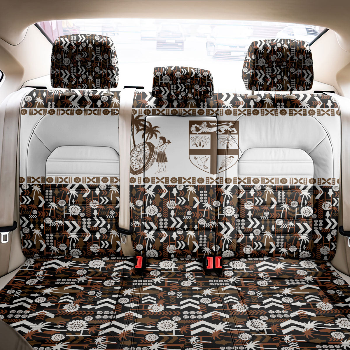 Fiji Bati Back Car Seat Cover Masi-inspired Tapa Pattern