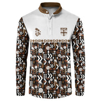 Fiji Bati Button Sweatshirt Masi-inspired Tapa Pattern