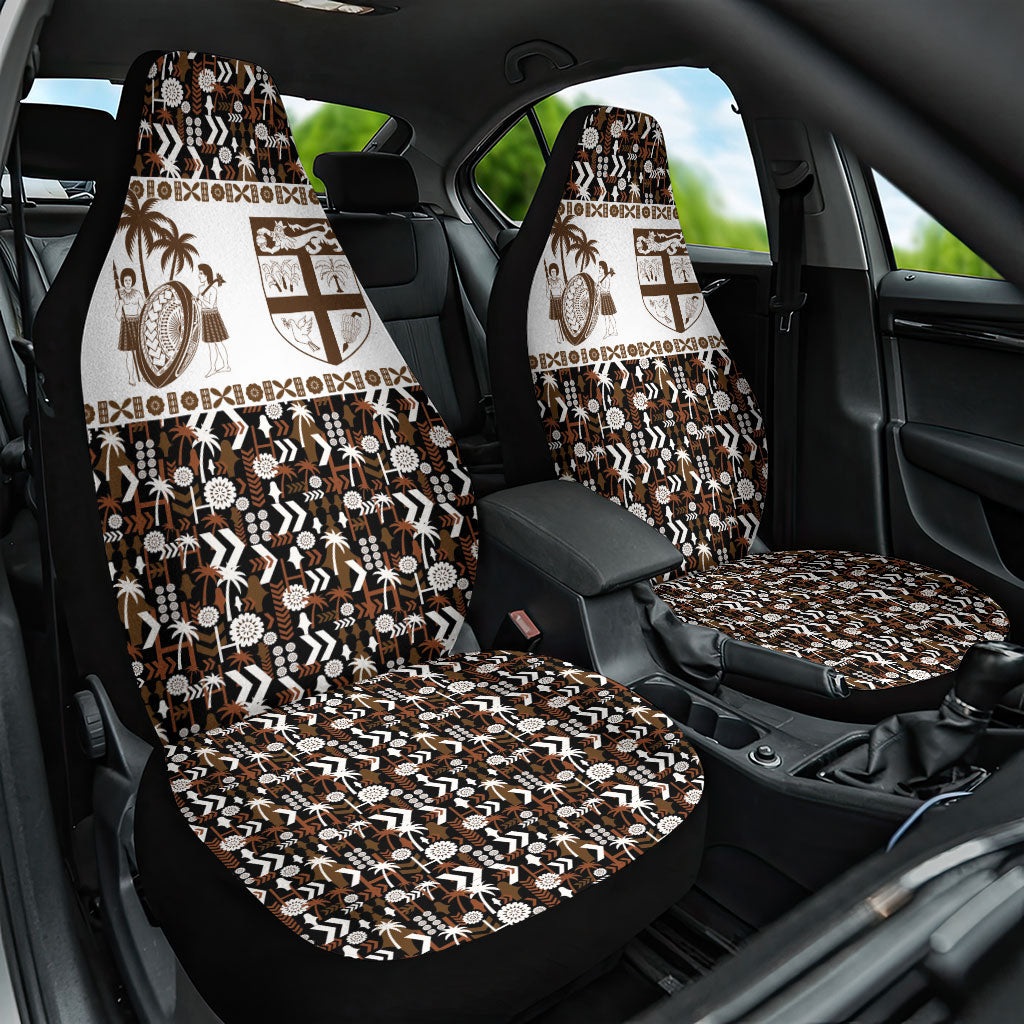 Fiji Bati Car Seat Cover Masi-inspired Tapa Pattern LT9 One Size Brown - Polynesian Pride