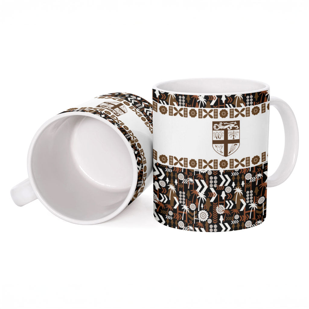 Fiji Bati Ceramic Mug Masi-inspired Tapa Pattern