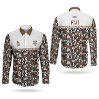 Fiji Bati Couples Matching Summer Maxi Dress and Long Sleeve Button Shirt Masi-inspired Tapa Pattern LT9 - Polynesian Pride