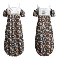 Fiji Bati Couples Matching Summer Maxi Dress and Long Sleeve Button Shirt Masi-inspired Tapa Pattern LT9 - Polynesian Pride