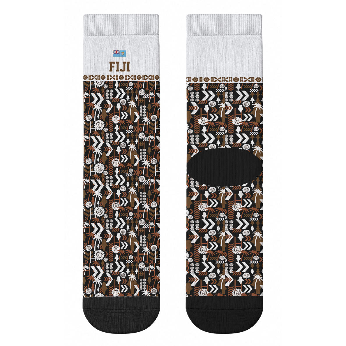 Fiji Bati Crew Socks Masi-inspired Tapa Pattern LT9 - Polynesian Pride