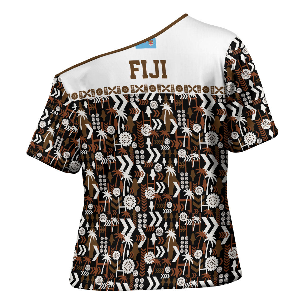 Fiji Bati Cross Shoulder Shirt Masi-inspired Tapa Pattern