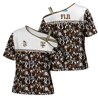 Fiji Bati Cross Shoulder Shirt Masi-inspired Tapa Pattern