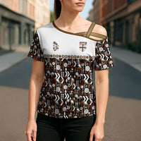 Fiji Bati Cross Shoulder Shirt Masi-inspired Tapa Pattern