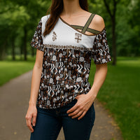 Fiji Bati Cross Shoulder Shirt Masi-inspired Tapa Pattern