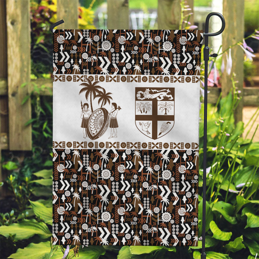 Fiji Bati Garden Flag Masi-inspired Tapa Pattern LT9 Garden Flag Brown - Polynesian Pride