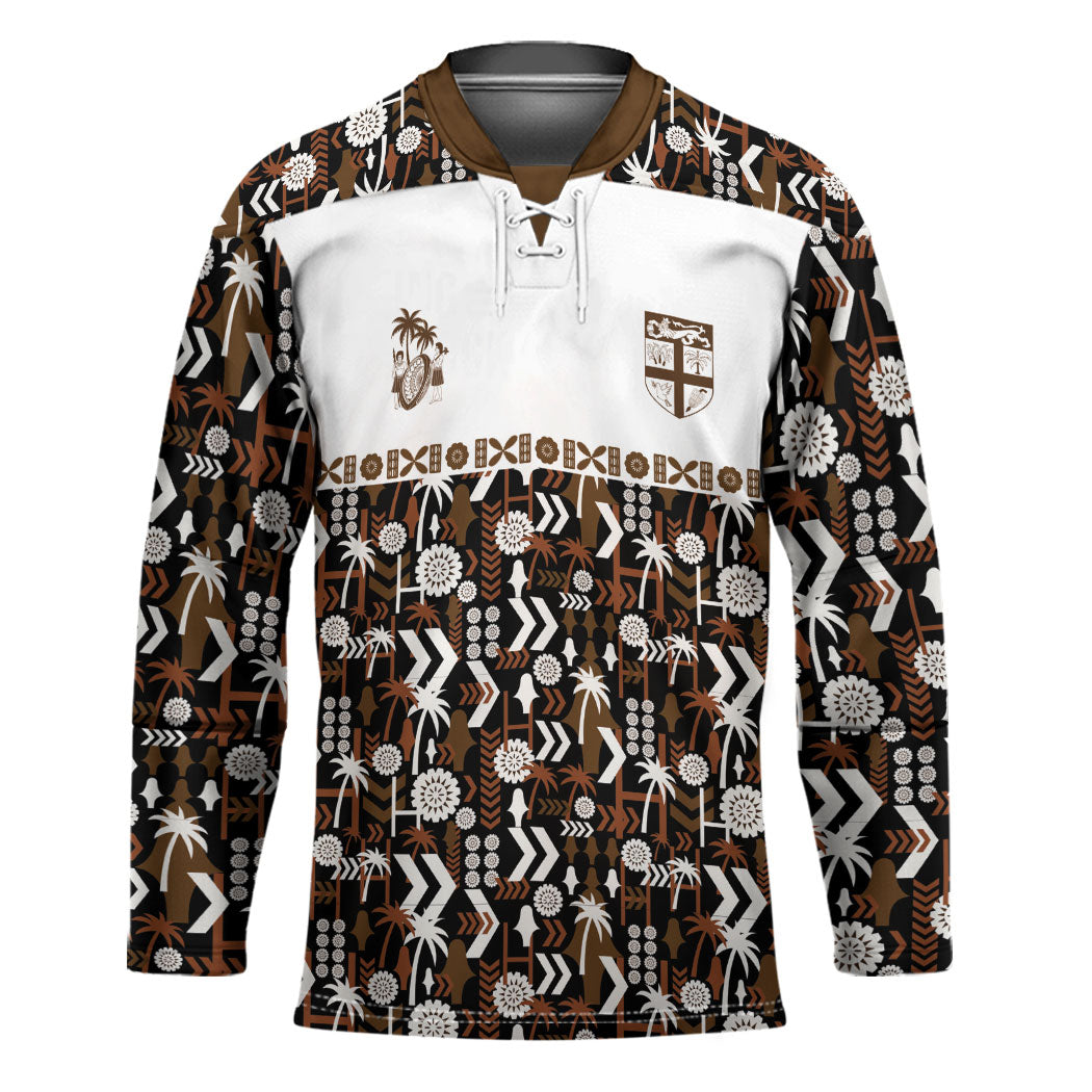 Fiji Bati Hockey Jersey Masi-inspired Tapa Pattern LT9 Unisex Brown - Polynesian Pride