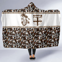 Fiji Bati Hooded Blanket Masi-inspired Tapa Pattern LT9 One Size Brown - Polynesian Pride