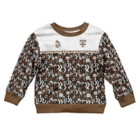 Fiji Bati Kid Ugly Christmas Sweater Masi-inspired Tapa Pattern LT9 Kid Brown - Polynesian Pride
