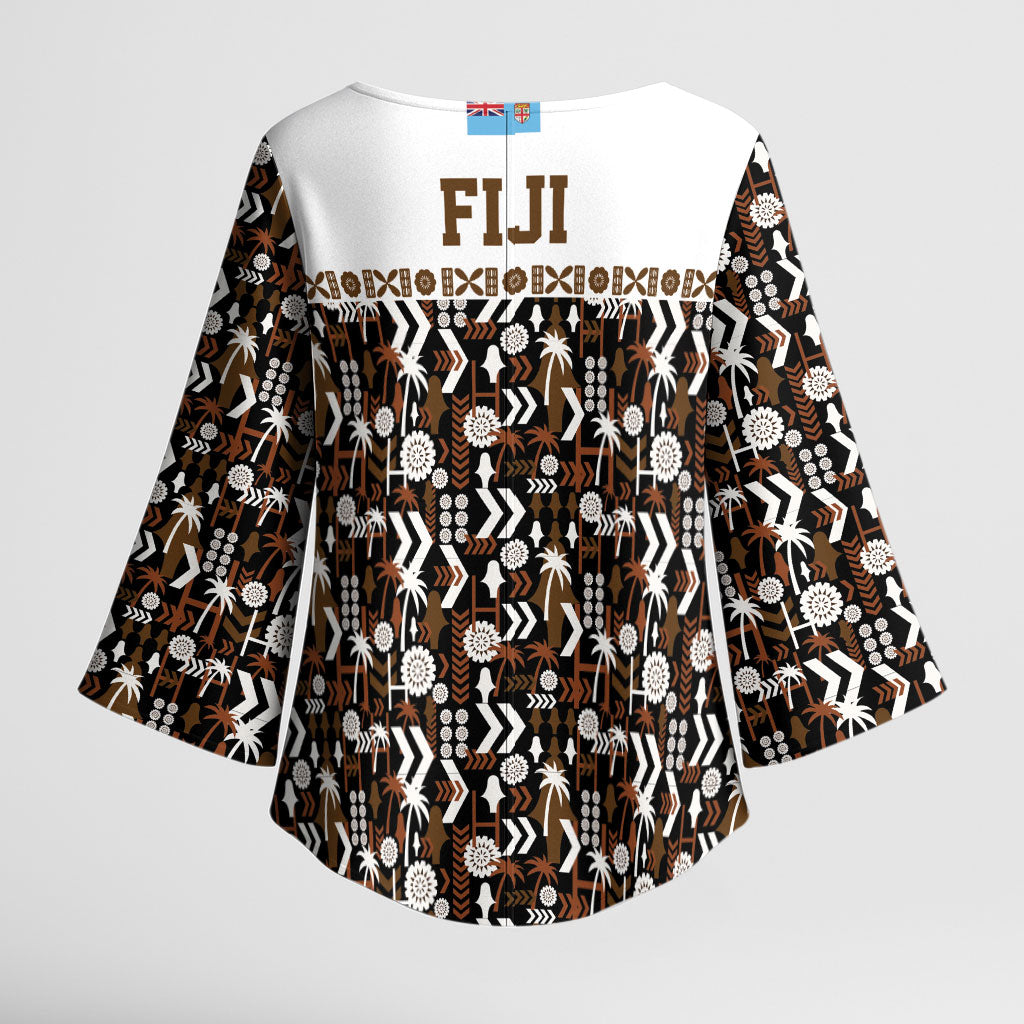 Fiji Bati Kimono Sleeve Blouse Masi-inspired Tapa Pattern LT9 - Polynesian Pride