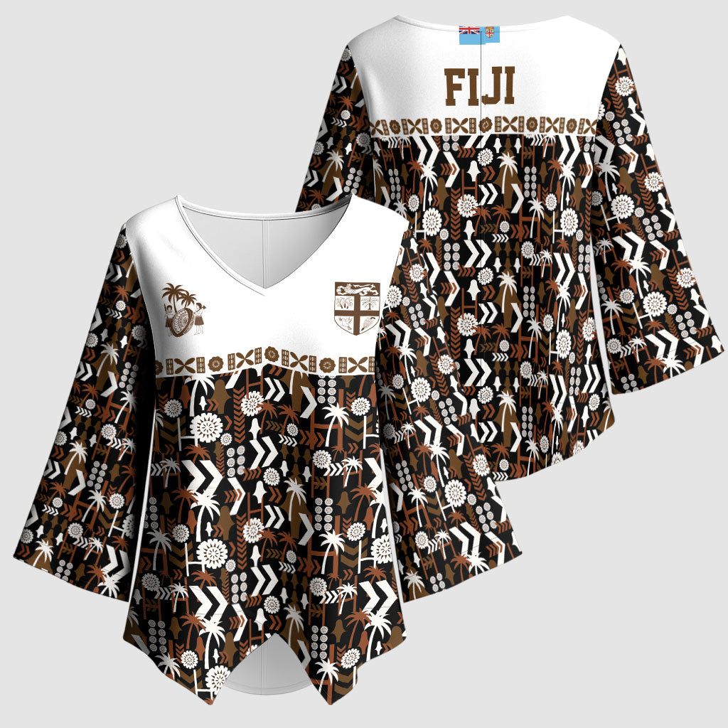 Fiji Bati Kimono Sleeve Blouse Masi-inspired Tapa Pattern LT9 - Polynesian Pride