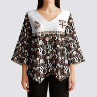 Fiji Bati Kimono Sleeve Blouse Masi-inspired Tapa Pattern LT9 - Polynesian Pride