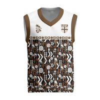 Fiji Bati Christmas Knitted V-Neck Vest Masi-inspired Tapa Pattern LT9 Brown - Polynesian Pride