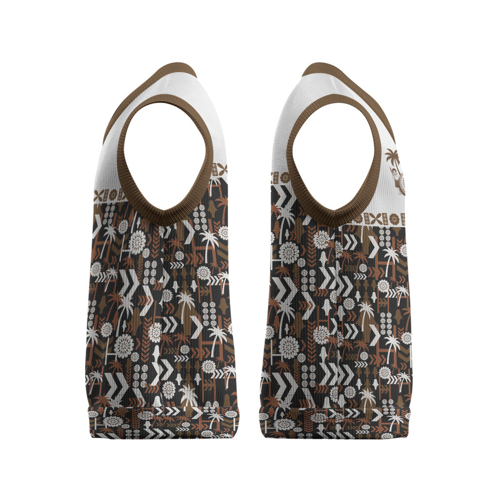 Fiji Bati Christmas Knitted V-Neck Vest Masi-inspired Tapa Pattern LT9 - Polynesian Pride