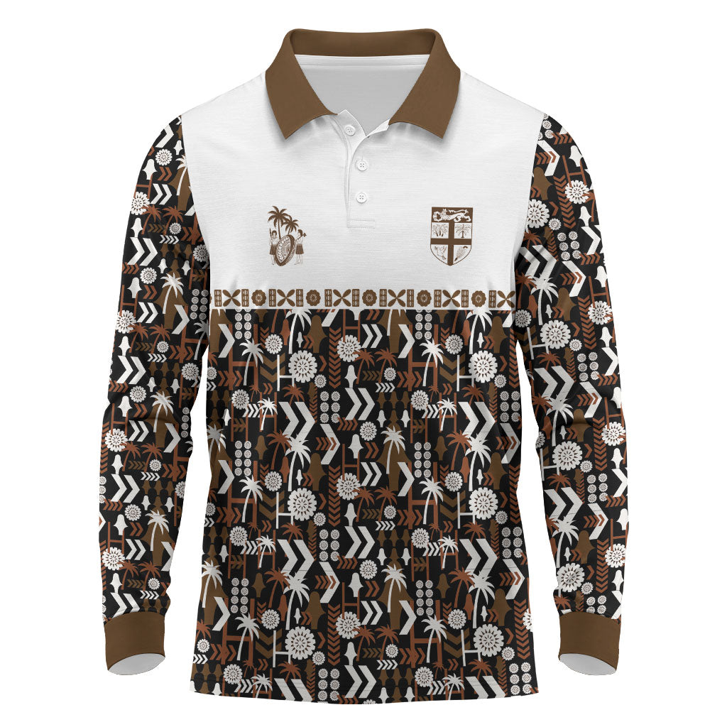 Fiji Bati Long Sleeve Polo Shirt Masi-inspired Tapa Pattern