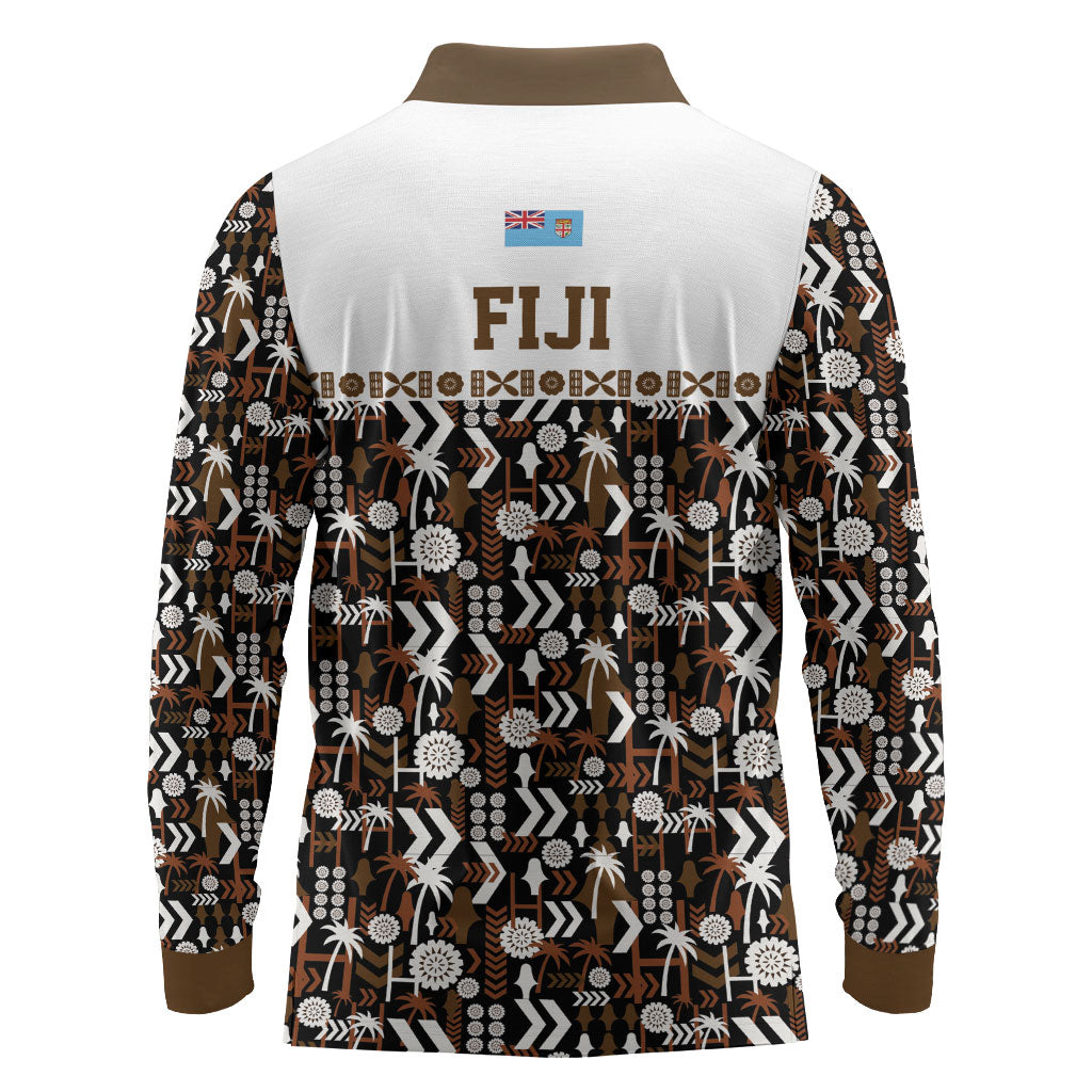 Fiji Bati Long Sleeve Polo Shirt Masi-inspired Tapa Pattern