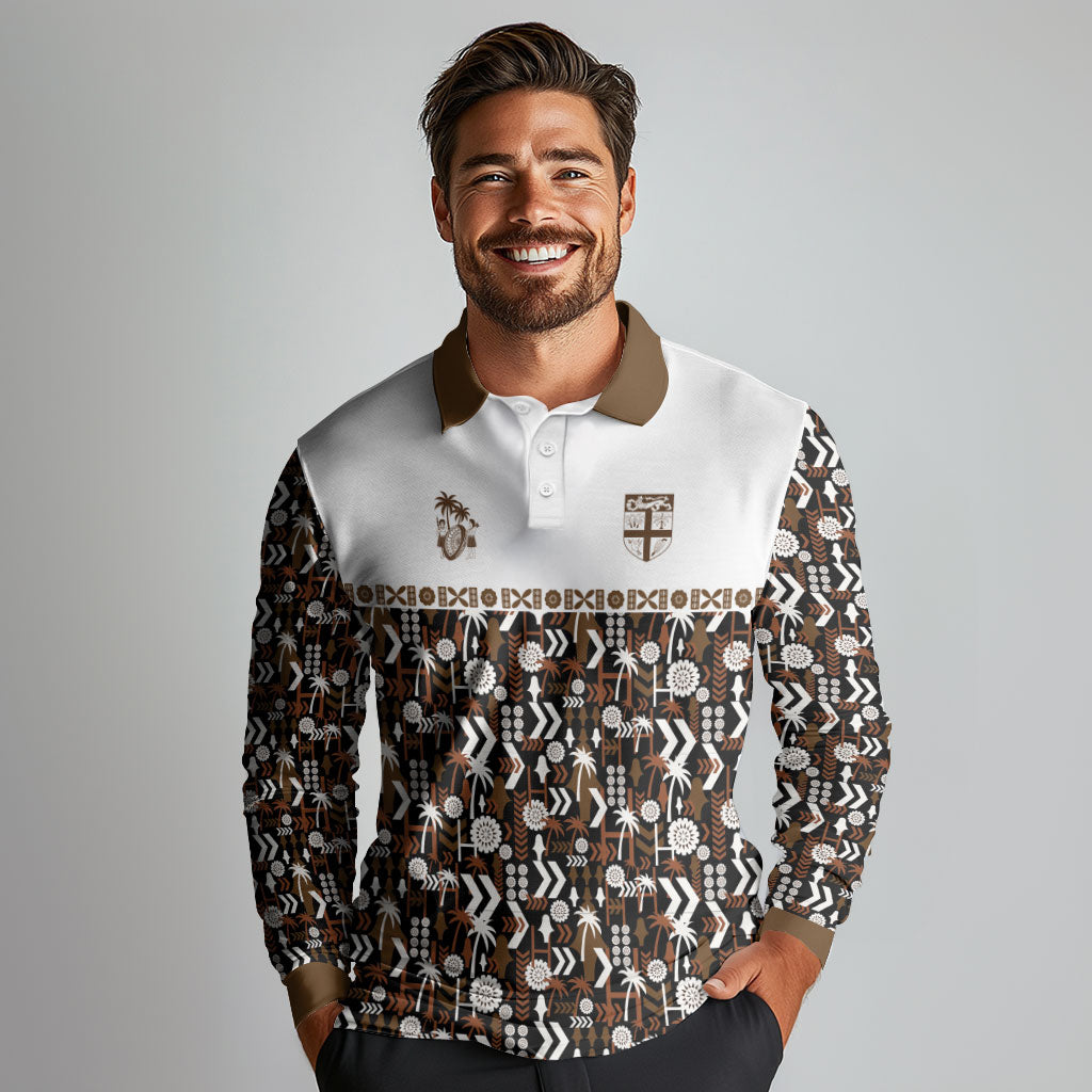Fiji Bati Long Sleeve Polo Shirt Masi-inspired Tapa Pattern