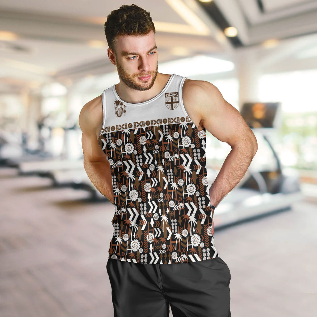 Fiji Bati Men Tank Top Masi-inspired Tapa Pattern