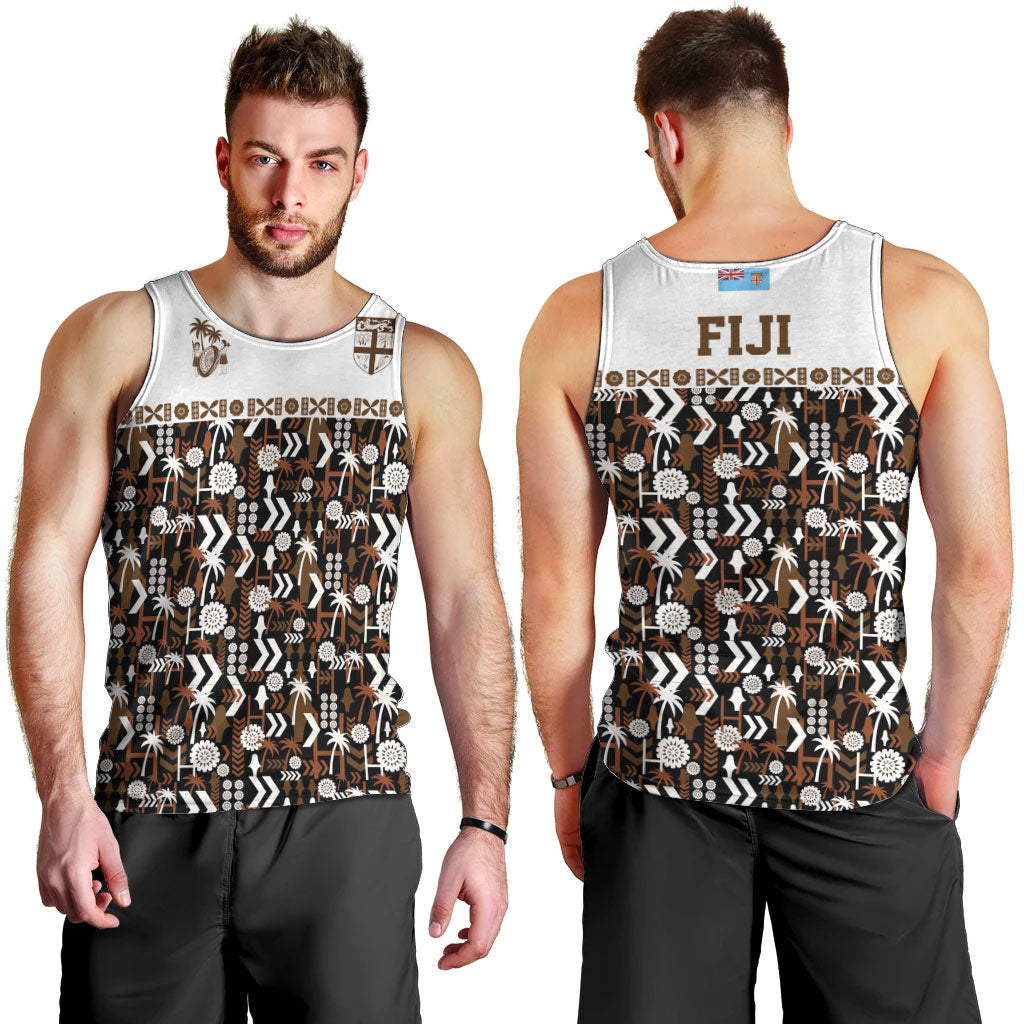 Fiji Bati Men Tank Top Masi-inspired Tapa Pattern
