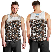 Fiji Bati Men Tank Top Masi-inspired Tapa Pattern