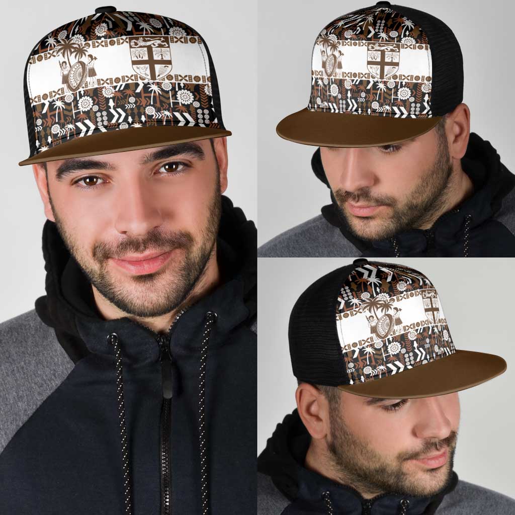 Fiji Bati Mesh Trucker Cap Masi-inspired Tapa Pattern