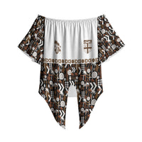 Fiji Bati Off Shoulder Wrap Waist Top Masi-inspired Tapa Pattern