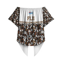 Fiji Bati Off Shoulder Wrap Waist Top Masi-inspired Tapa Pattern
