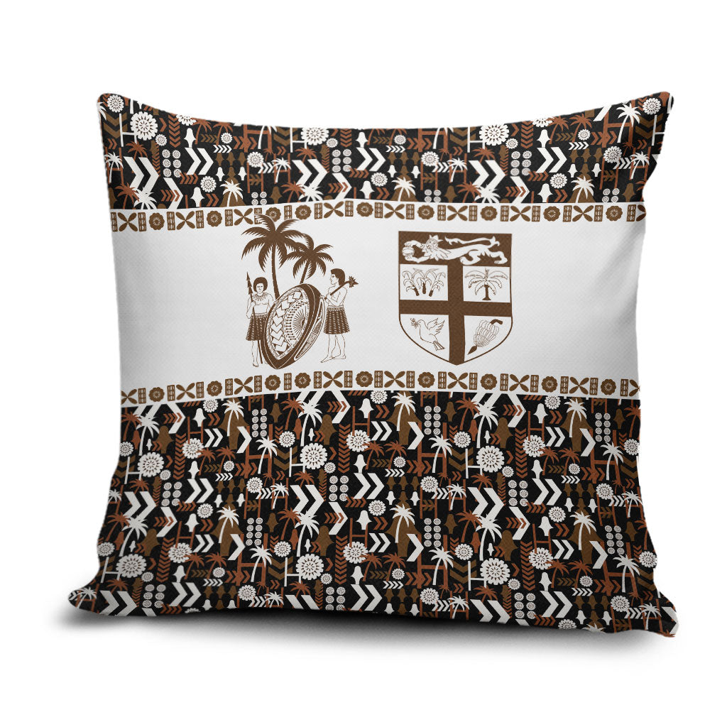 Fiji Bati Pillow Cover Masi-inspired Tapa Pattern LT9 Brown - Polynesian Pride
