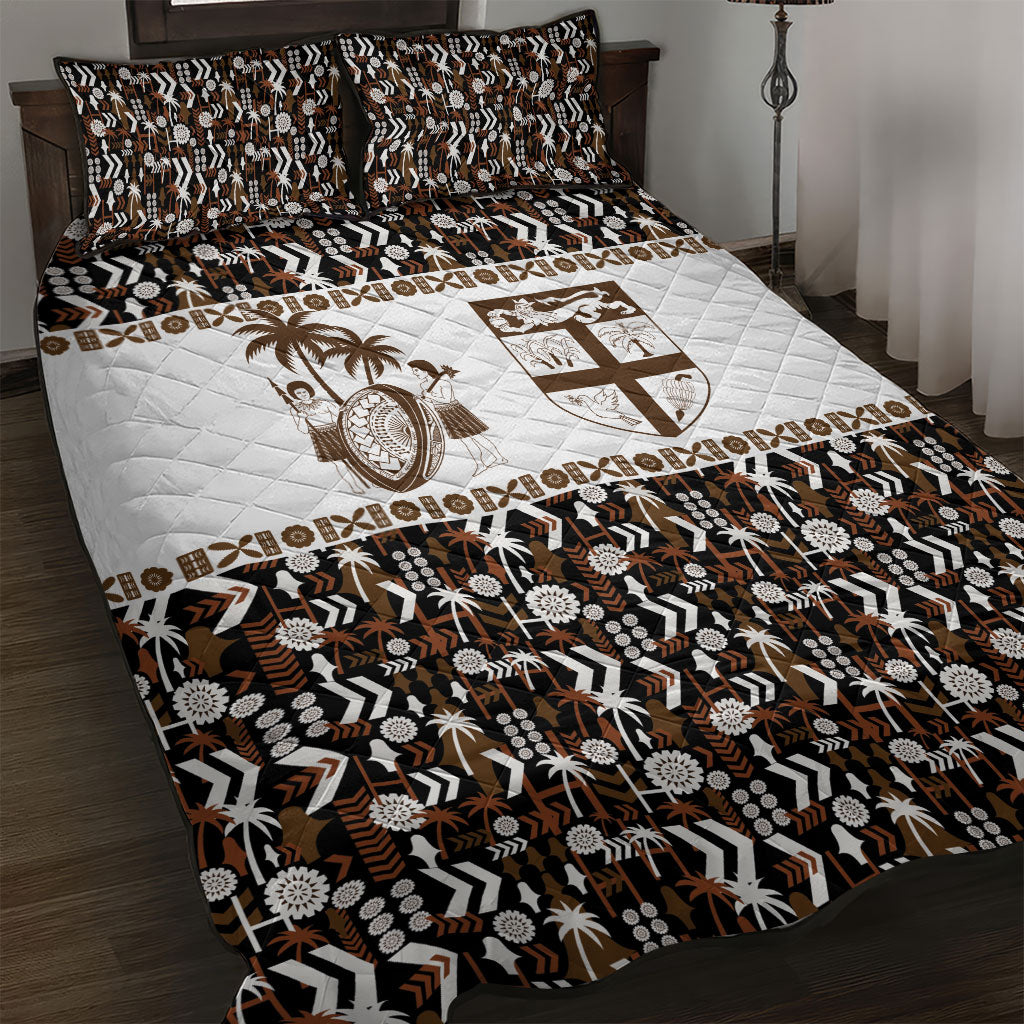 Fiji Bati Quilt Bed Set Masi-inspired Tapa Pattern LT9 Brown - Polynesian Pride
