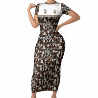 Fiji Bati Short Sleeve Bodycon Dress Masi-inspired Tapa Pattern