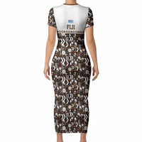 Fiji Bati Short Sleeve Bodycon Dress Masi-inspired Tapa Pattern